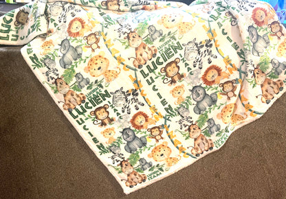 Safari Jungle Theme personalized Baby Blanket