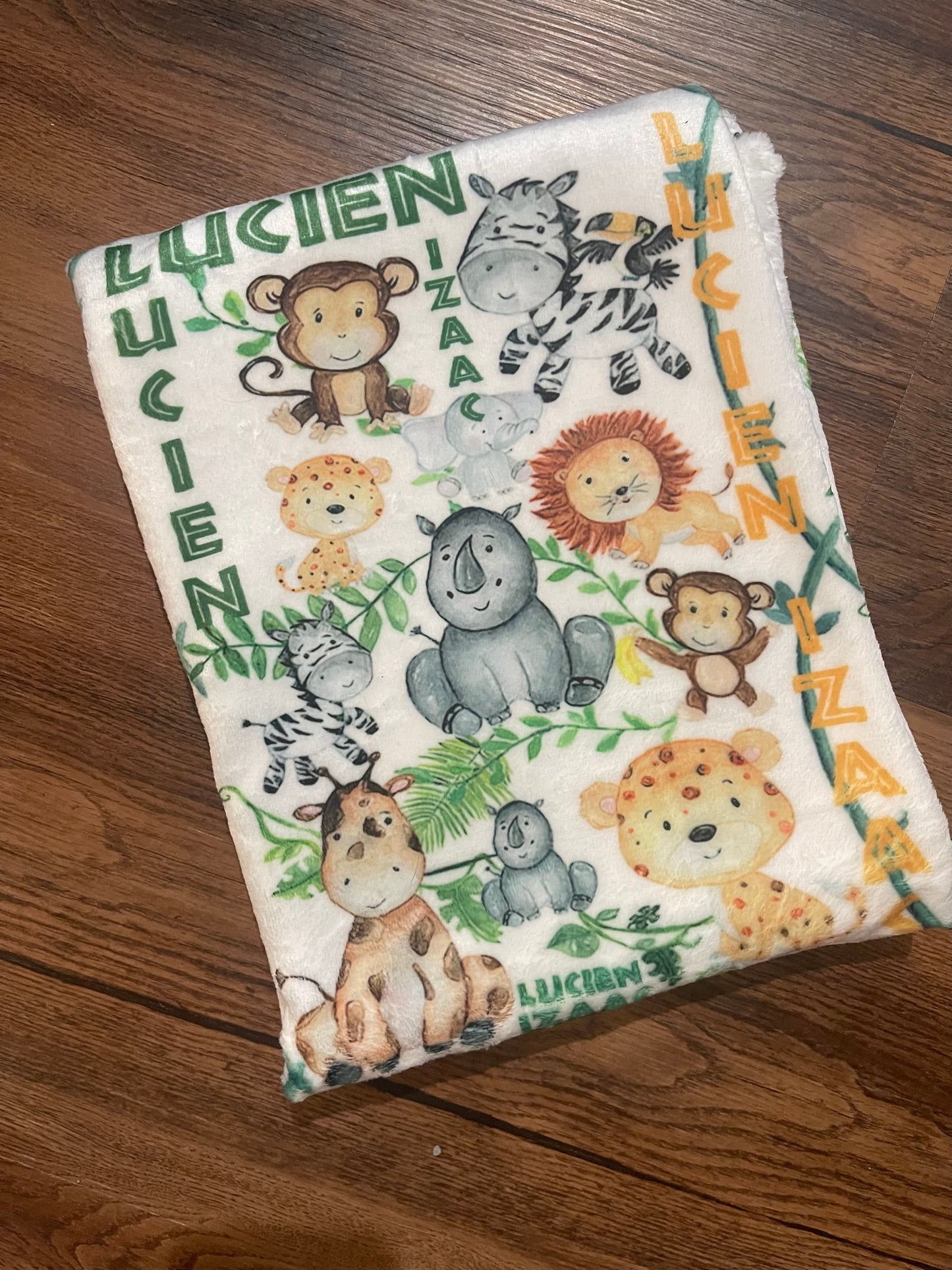 Safari Jungle Theme personalized Baby Blanket